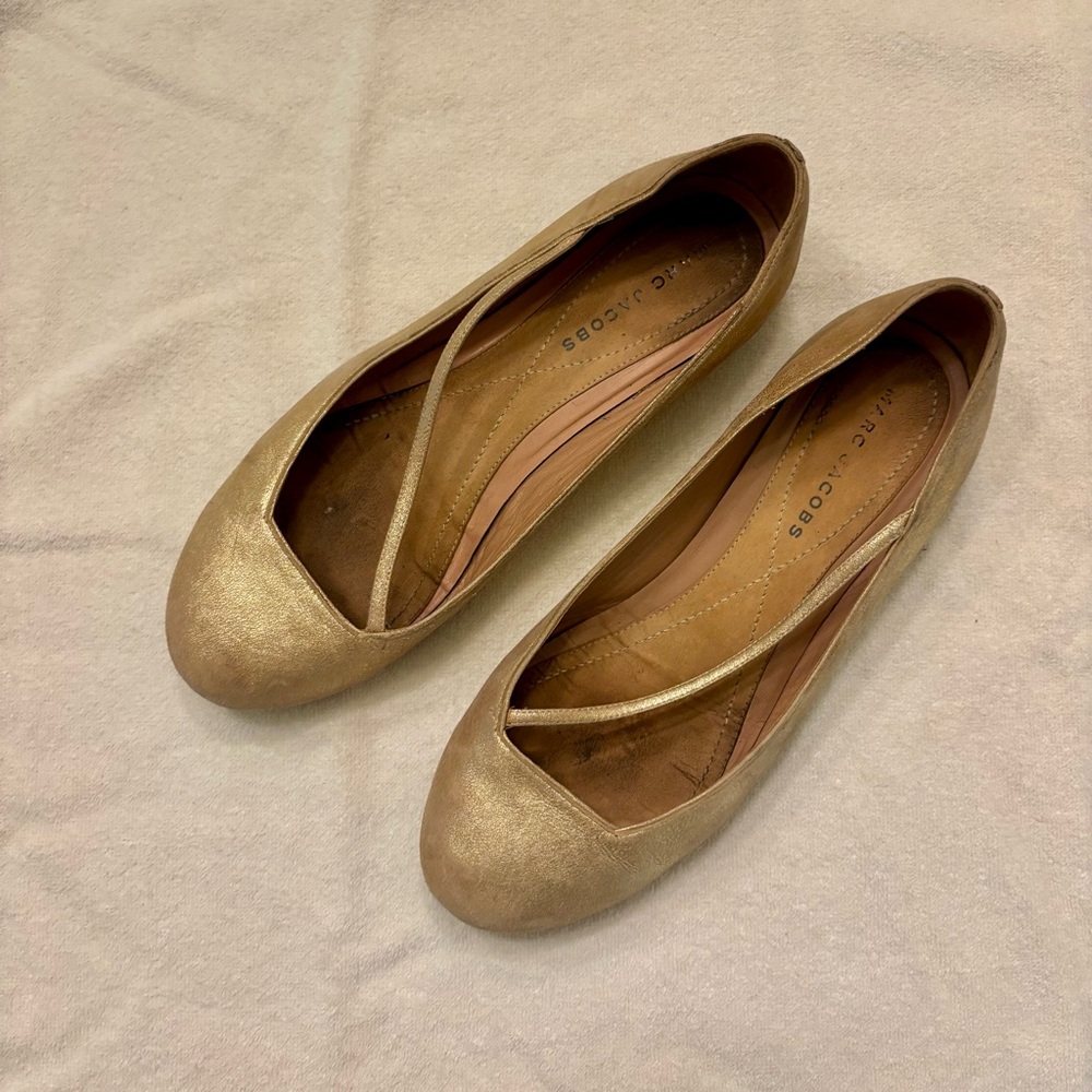 Marc Jacobs leather shimmery rose gold ballet flats, size 39